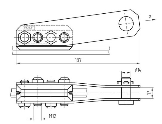 Пластина зажима средней анкеровки КП 051-ВС-2 (ВКС.04080) Нерж. сталь.
